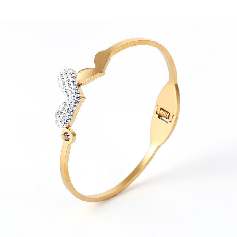 Fashion Geometric Stainless Steel Plating Zircon Bangle