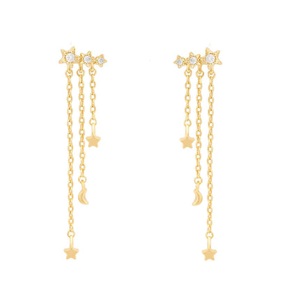 Fashion Star Brass Inlay Zircon Drop Earrings 1 Pair