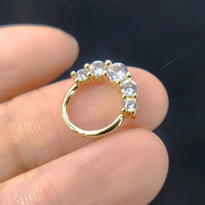 Fashion Round Copper Plating Zircon Nose Ring 1 Piece