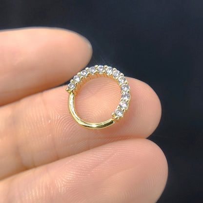 Fashion Round Copper Plating Zircon Nose Ring 1 Piece