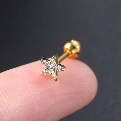 Fashion Geometric Star Copper Plating Zircon Ear Studs 1 Piece