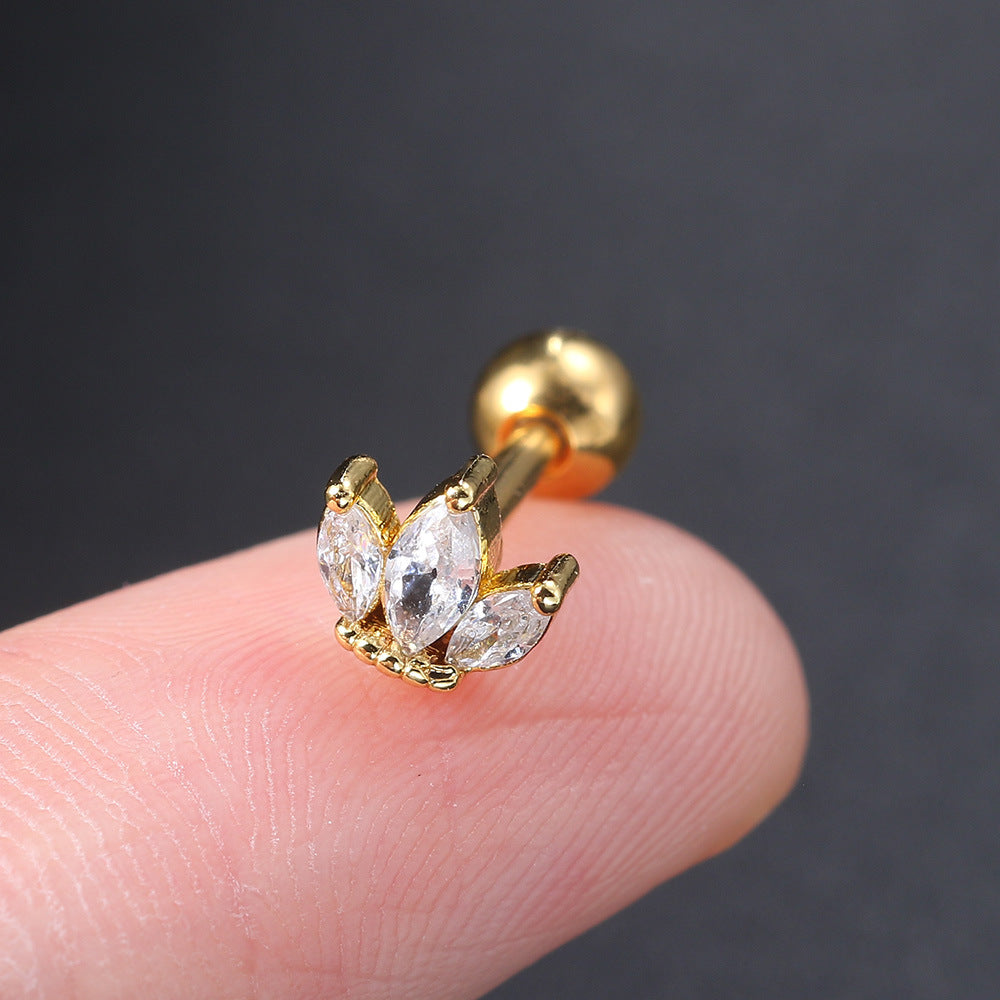 Fashion Geometric Copper Plating Zircon Ear Studs 1 Piece