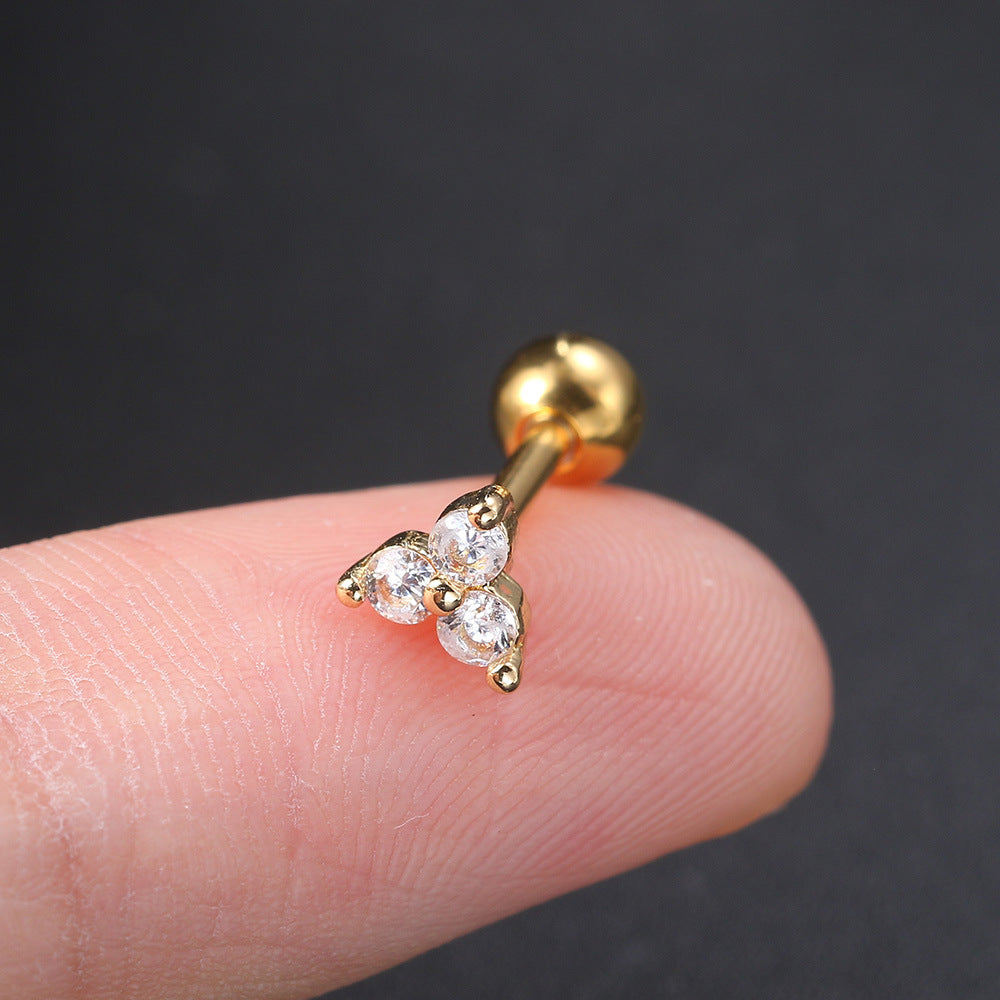 Fashion Geometric Copper Plating Zircon Ear Studs 1 Piece