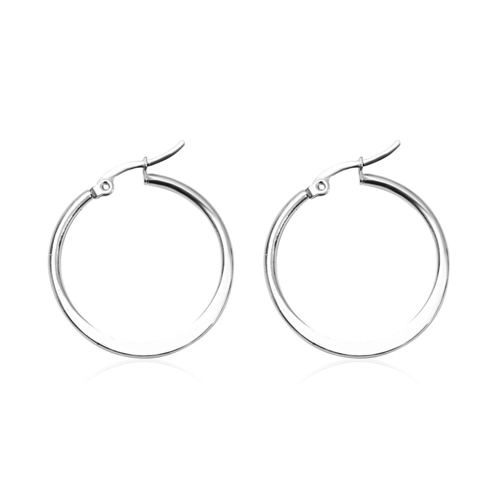 1 Pair Fashion Solid Color Plating Stainless Steel Hoop Earrings