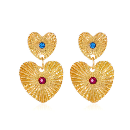 Retro Heart Shape Alloy Inlay Rhinestones Women's Drop Earrings 1 Pair