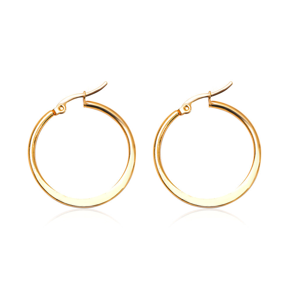 1 Pair Fashion Solid Color Plating Stainless Steel Hoop Earrings