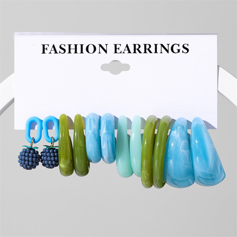 Ins Style Round Heart Shape Flower Arylic Women's Earrings