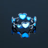 Sweet Heart Shape Butterfly Stainless Steel Luminous Inlay Zircon Rings