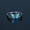 Sweet Heart Shape Butterfly Stainless Steel Luminous Inlay Zircon Rings