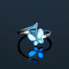 Sweet Heart Shape Butterfly Stainless Steel Luminous Inlay Zircon Rings