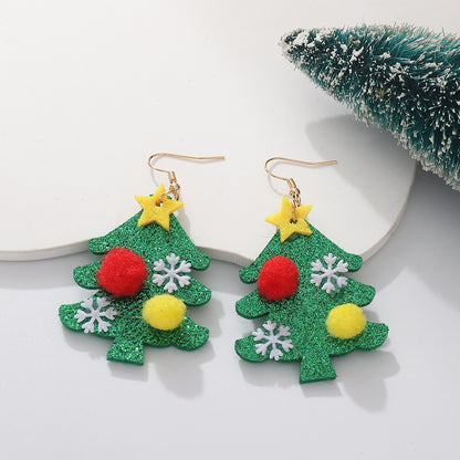 Fashion Christmas Tree Bell Cloth Fabric Women's Drop Earrings 1 Pair