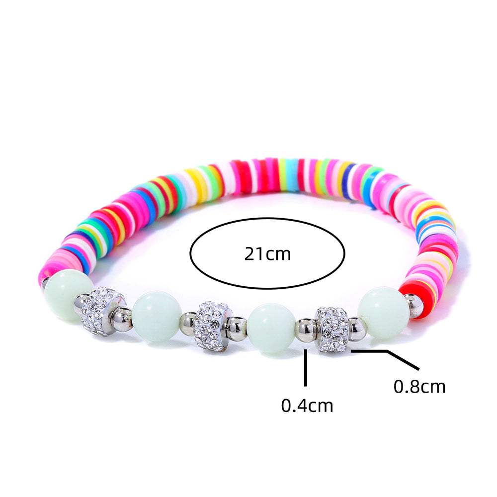 Fashion Tortoise Sun Heart Shape Natural Stone Beaded Luminous Inlay Zircon Bracelets 1 Piece