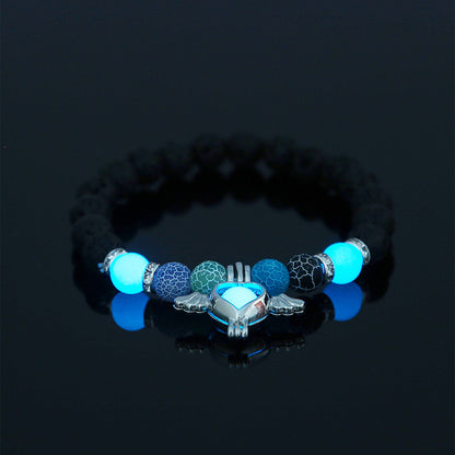 Fashion Tortoise Sun Heart Shape Natural Stone Beaded Luminous Inlay Zircon Bracelets 1 Piece