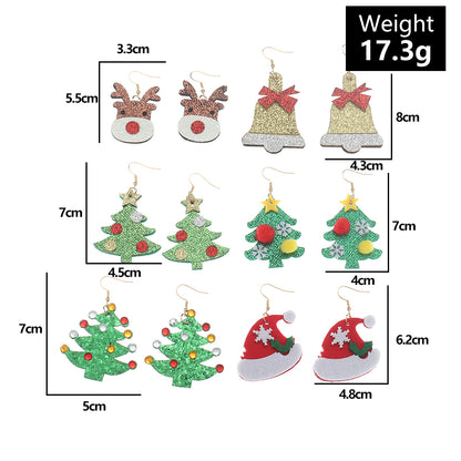 Fashion Christmas Tree Bell Cloth Fabric Women's Drop Earrings 1 Pair