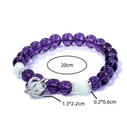 Fashion Tortoise Sun Heart Shape Natural Stone Beaded Luminous Inlay Zircon Bracelets 1 Piece