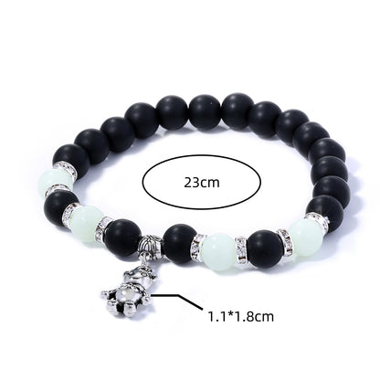 Fashion Tortoise Sun Heart Shape Natural Stone Beaded Luminous Inlay Zircon Bracelets 1 Piece