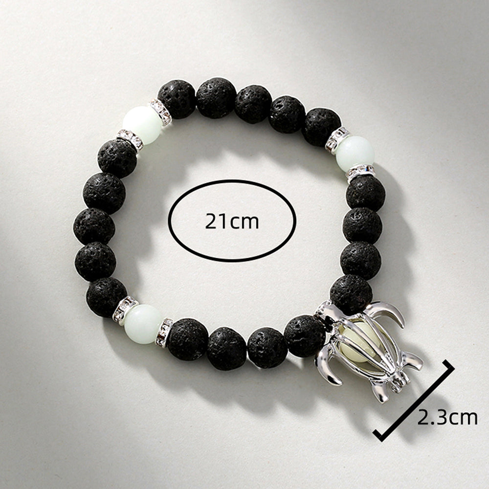 Fashion Tortoise Sun Heart Shape Natural Stone Beaded Luminous Inlay Zircon Bracelets 1 Piece