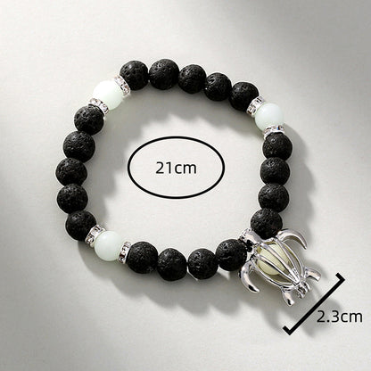 Fashion Tortoise Sun Heart Shape Natural Stone Beaded Luminous Inlay Zircon Bracelets 1 Piece