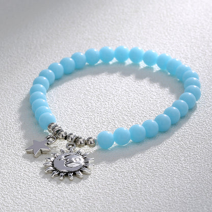 Fashion Tortoise Sun Heart Shape Natural Stone Beaded Luminous Inlay Zircon Bracelets 1 Piece