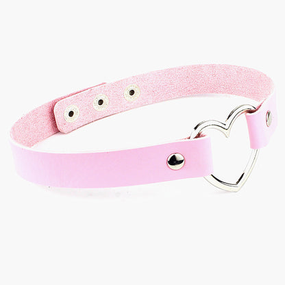 Sexy Punk Heart Shape Pu Leather Alloy Unisex Choker