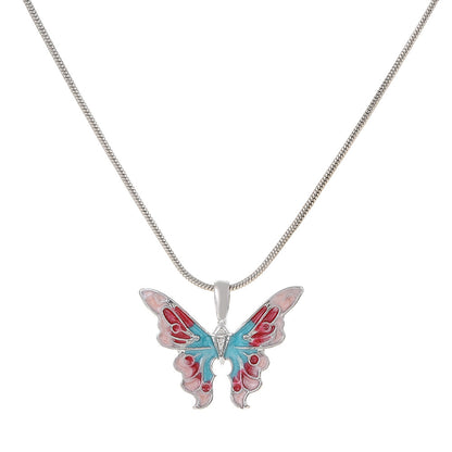 Fashion Butterfly Alloy Enamel Women's Pendant Necklace 1 Piece