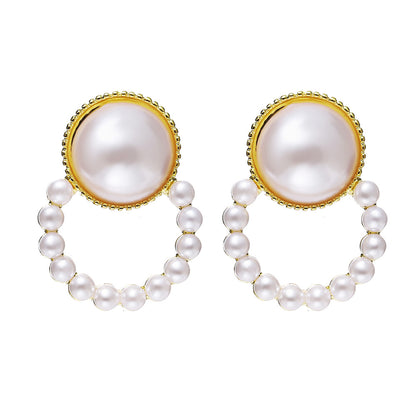 1 Pair Fashion Round Inlay Alloy Artificial Pearls Artificial Diamond Ear Studs