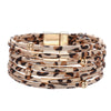 Retro Leopard Pu Leather Beaded Layered Women'S Bracelets 1 Piece