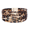 Retro Leopard Pu Leather Beaded Layered Women'S Bracelets 1 Piece