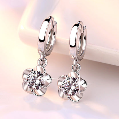 Fashion Flower Copper Plating Inlay Zircon Drop Earrings 1 Pair