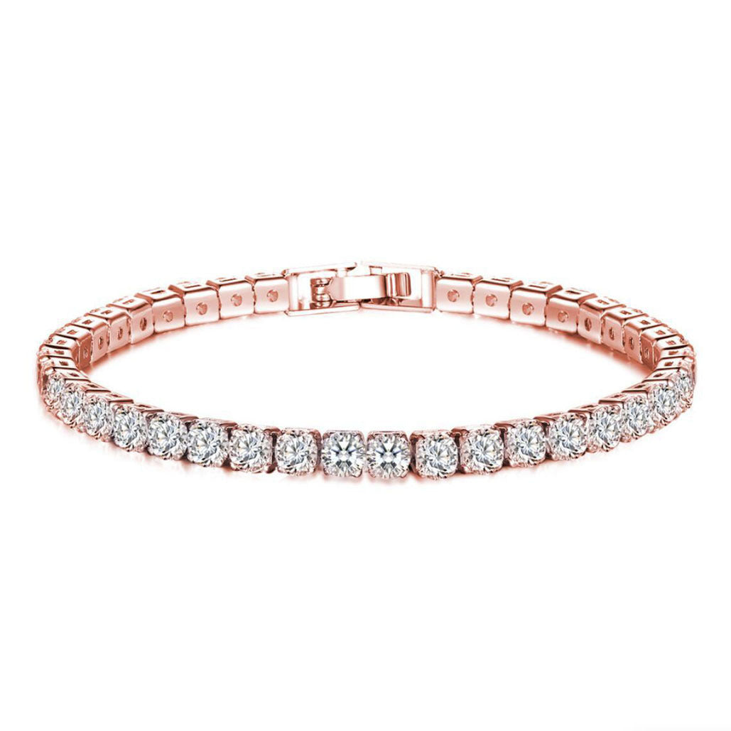 Retro Simple Style Square Copper Plating Inlay Zircon 14k Gold Plated Rose Gold Plated White Gold Plated Unisex Tennis Bracelet