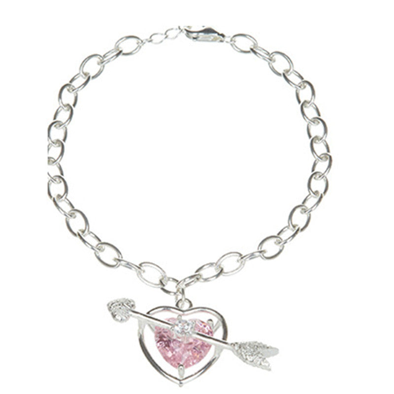 Fashion Heart Shape Alloy Rhinestone Plating Women's Bracelets Necklace