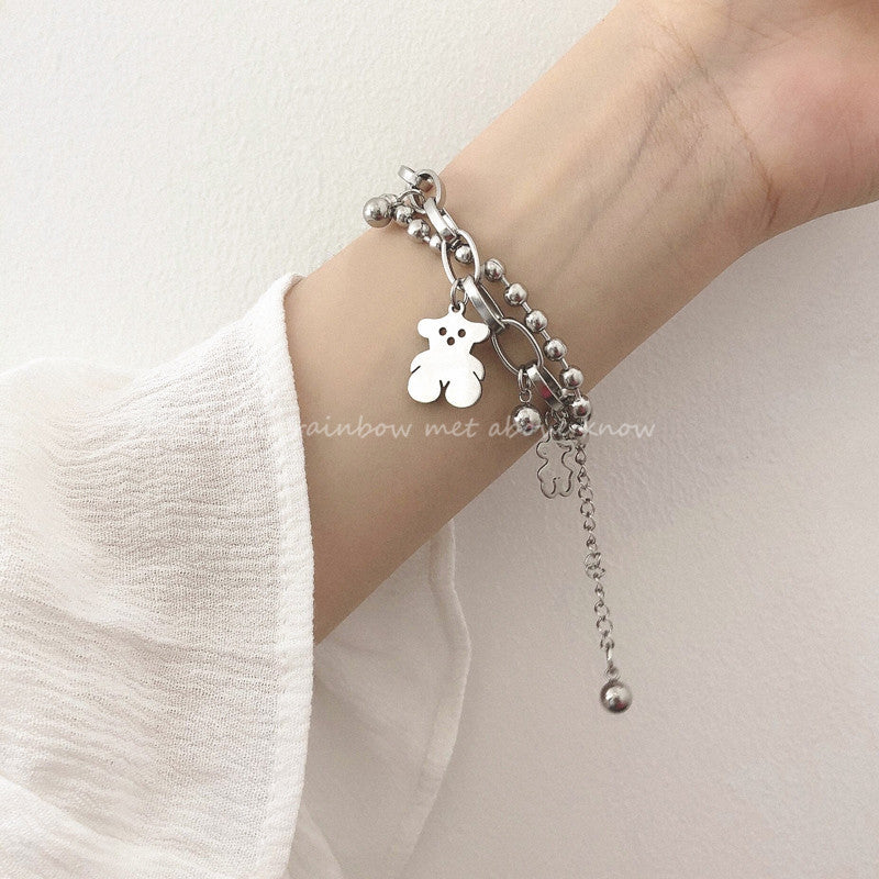 Sweet Heart Shape Alloy Pearl Inlay Rhinestones Women's Bracelets 1 Piece