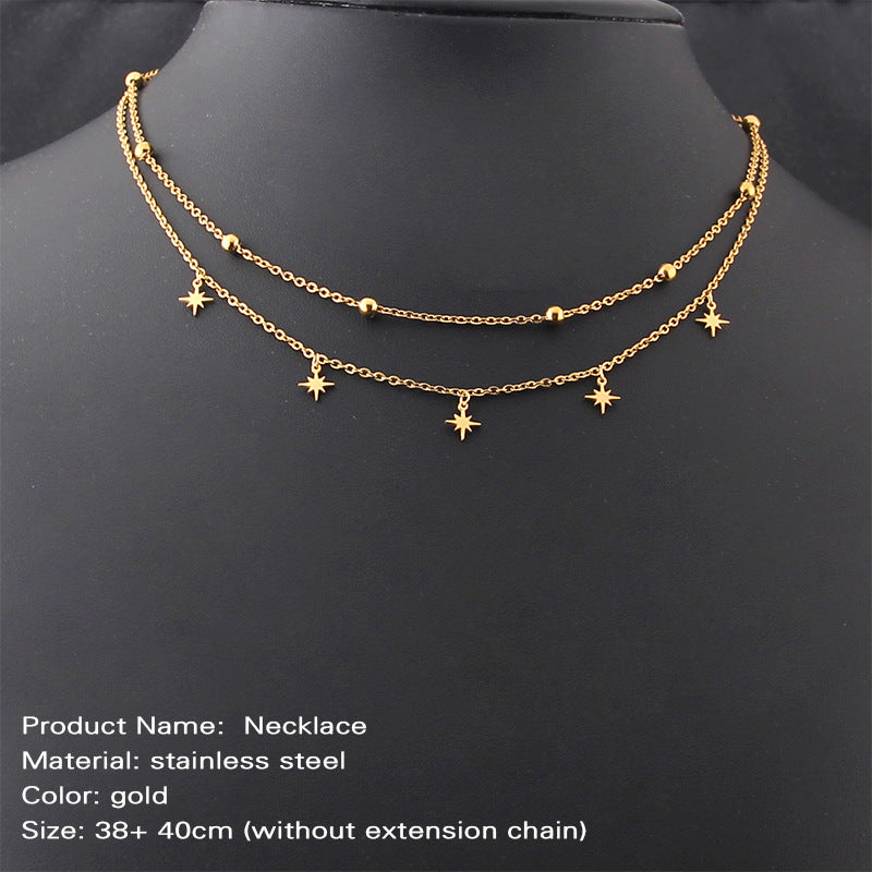 Fashion Round Stainless Steel Zircon Choker