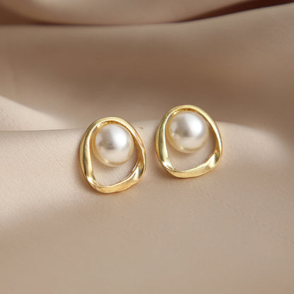 1 Pair Fashion Round Inlay Alloy Artificial Pearls Artificial Diamond Ear Studs