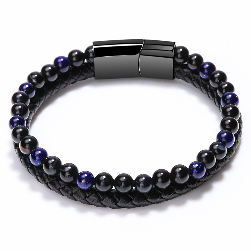 Fashion Geometric Natural Stone Titanium Steel Bracelets