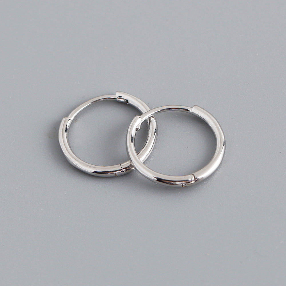 1 Pair Simple Style Circle Plating Sterling Silver Hoop Earrings