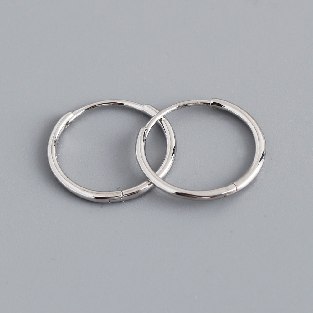 1 Pair Simple Style Circle Plating Sterling Silver Hoop Earrings