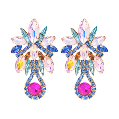 Fashion Flower Alloy Inlay Artificial Pearls Artificial Diamond Women's Drop Earrings 1 Pair