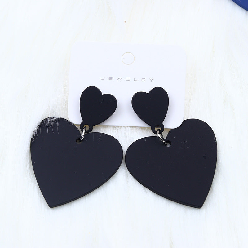 Simple Style Heart Shape Arylic Stoving Varnish Women's Drop Earrings 1 Pair