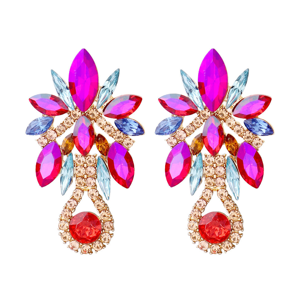 Fashion Flower Alloy Inlay Artificial Pearls Artificial Diamond Women's Drop Earrings 1 Pair