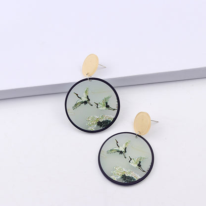 Retro Flower Arylic Stoving Varnish Women's Drop Earrings 1 Pair