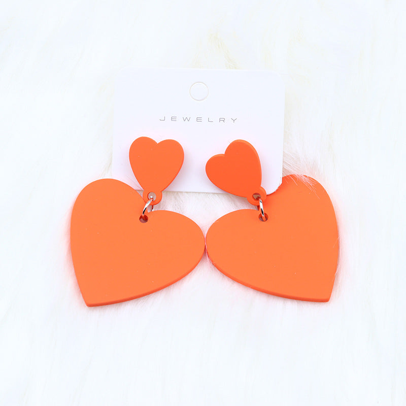 Simple Style Heart Shape Arylic Stoving Varnish Women's Drop Earrings 1 Pair