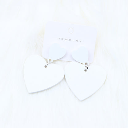 Simple Style Heart Shape Arylic Stoving Varnish Women's Drop Earrings 1 Pair