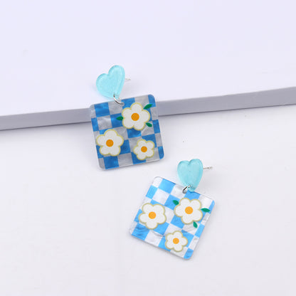 Retro Flower Arylic Stoving Varnish Women's Drop Earrings 1 Pair