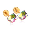 Fashion Geometric Stainless Steel Artificial Gemstones Ear Studs 1 Pair