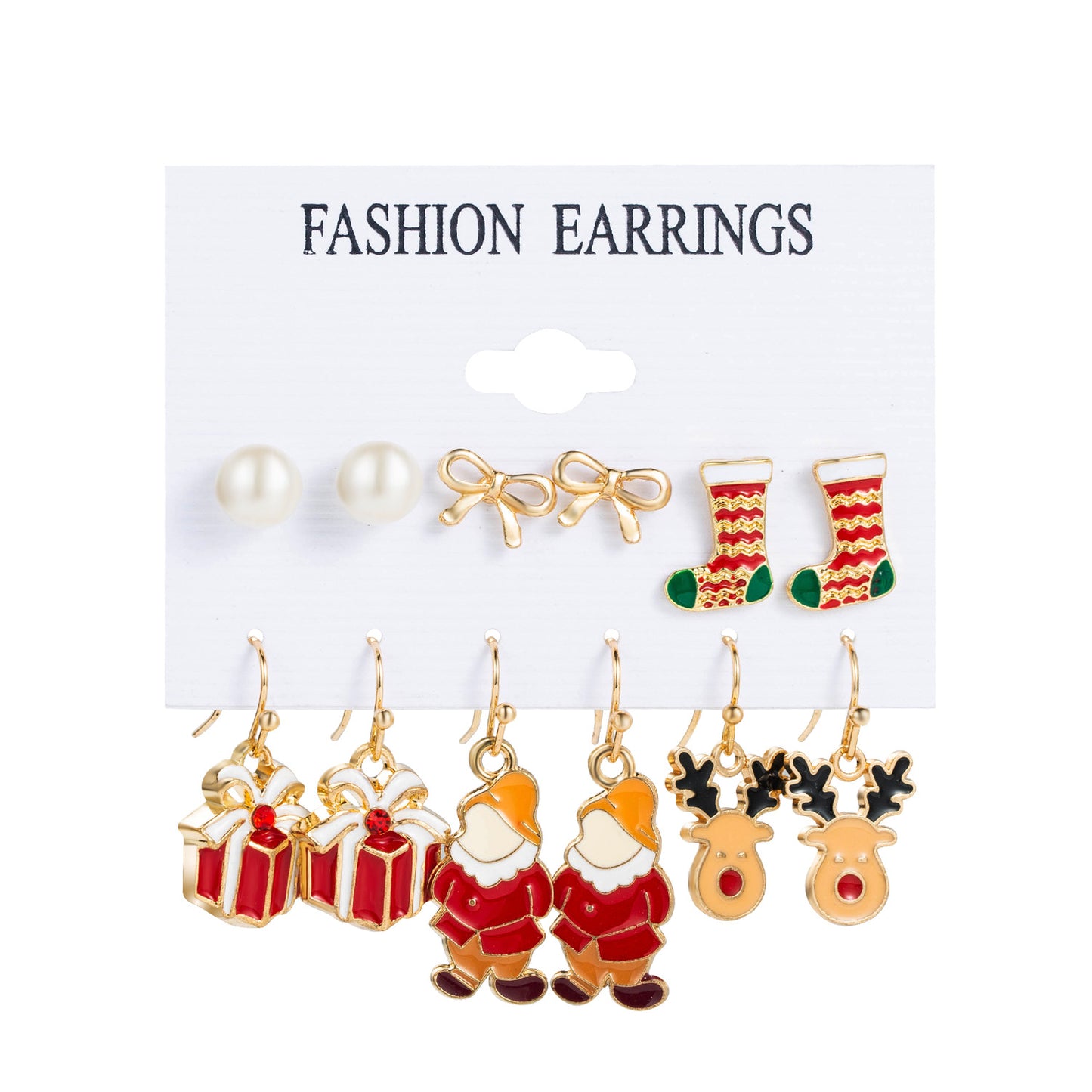 1 Set Cute Christmas Tree Santa Claus Snowman Alloy Drop Earrings Ear Studs