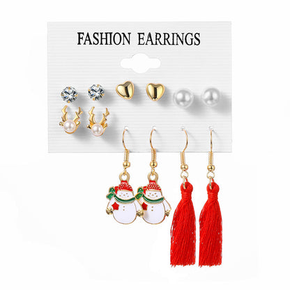 Simple Style Christmas Tree Heart Shape Snowman Alloy Plating Women's Ear Studs 1 Set