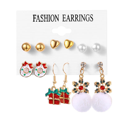 Simple Style Christmas Tree Heart Shape Snowman Alloy Plating Women's Ear Studs 1 Set