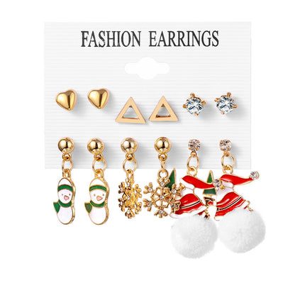 Simple Style Christmas Tree Heart Shape Snowman Alloy Plating Women's Ear Studs 1 Set