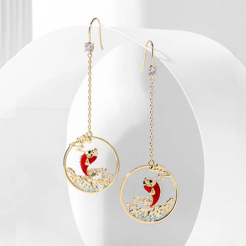 Chinoiserie Clouds Chinese Character Alloy Rhinestones Women'S Drop Earrings 1 Pair